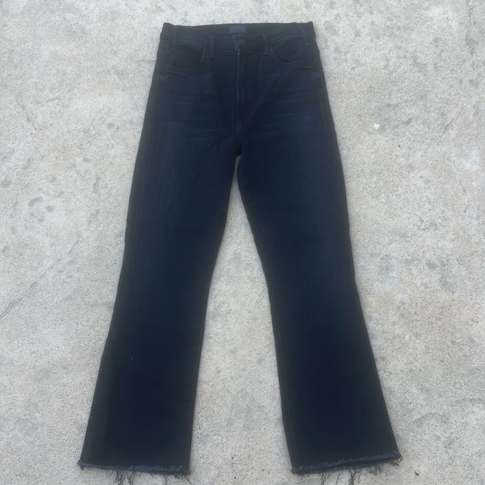 MOTHER The Hustler Ankle Fray Bootcut Black Jeans Women's Size 29